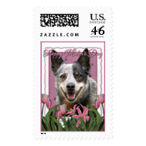 Mothers Day - Pink Tulips - Australian Cattle Dog Postage Stamps