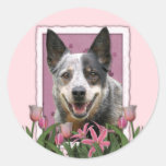 Mothers Day - Pink Tulips - Australian Cattle Dog Sticker