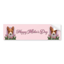 Mothers Day - Pink Tulips - Basenji Bumper Sticker