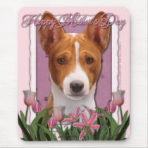 Mothers Day - Pink Tulips - Basenji Mousepads