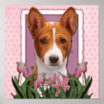 Mothers Day - Pink Tulips - Basenji Posters