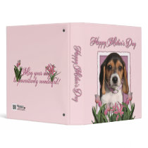 Mothers Day - Pink Tulips - Beagle Puppy Vinyl Binders
