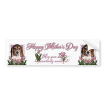 Mothers Day - Pink Tulips - Beagle Puppy Bumper Sticker