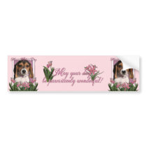 Mothers Day - Pink Tulips - Beagle Puppy Bumper Stickers