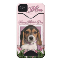 Mothers Day - Pink Tulips - Beagle Puppy Id Iphone 4 Case