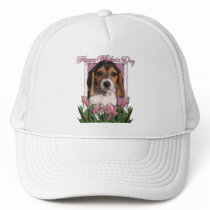 Mothers Day - Pink Tulips - Beagle Puppy Trucker Hat