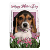 Mothers Day - Pink Tulips - Beagle Puppy Flexible Magnet
