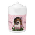 Mothers Day - Pink Tulips - Beagle Puppy