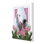 Mothers Day - Pink Tulips - Bedlington Terrier Canvas Print