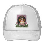 Mothers Day - Pink Tulips - Bernese Mountain Dog Mesh Hats
