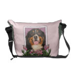 Mothers Day - Pink Tulips - Bernese Mountain Dog Commuter Bags