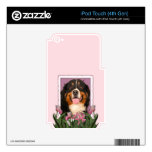 Mothers Day - Pink Tulips - Bernese Mountain Dog iPod Touch 4G Decals