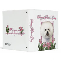 Mothers Day - Pink Tulips - Bichon Frise 3 Ring Binder