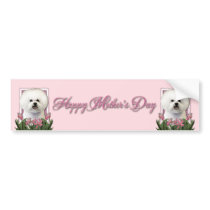 Mothers Day - Pink Tulips - Bichon Frise Bumper Sticker