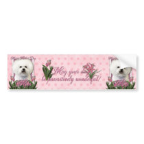 Mothers Day - Pink Tulips - Bichon Frise Bumper Stickers