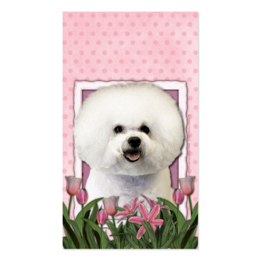 Mothers Day - Pink Tulips - Bichon Frise Business Card (back side)