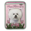 Mothers Day - Pink Tulips - Bichon Frise Ipad Sleeve