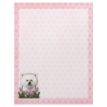 Mothers Day - Pink Tulips - Bichon Frise Letterhead Template
