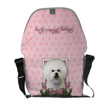 Mothers Day - Pink Tulips - Bichon Frise Courier Bag