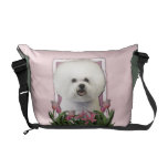 Mothers Day - Pink Tulips - Bichon Frise Courier Bag