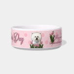 Mothers Day - Pink Tulips - Bichon Frise Cat Water Bowls