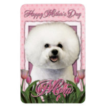 Mothers Day - Pink Tulips - Bichon Frise Flexible Magnets