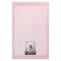 Mothers Day - Pink Tulips - Bichon Frise Stationery
