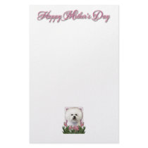 Mothers Day - Pink Tulips - Bichon Frise Stationery Paper