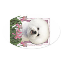 Mothers Day - Pink Tulips - Bichon Frise Sticker