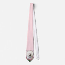 Mothers Day - Pink Tulips - Bichon Frise Tie