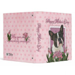 Mothers Day - Pink Tulips - Boston Terrier Vinyl Binders