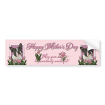 Mothers Day - Pink Tulips - Boston Terrier Bumper Sticker
