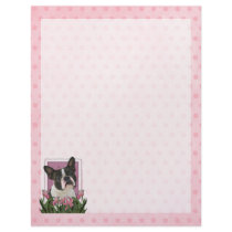 Mothers Day - Pink Tulips - Boston Terrier Letterhead Template