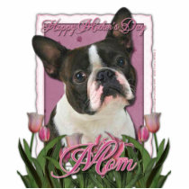 Mothers Day - Pink Tulips - Boston Terrier Photo Sculptures