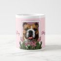 Mothers Day - Pink Tulips - Bulldog Jumbo Mug
