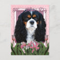 Mothers Day - Pink Tulips - Cavalier - Dark postcard