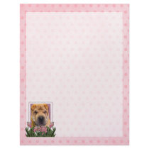 Mothers Day - Pink Tulips - Chinese Shar Pei Customized Letterhead