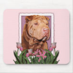 Mothers Day - Pink Tulips - Chinese Shar Pei Lucky Mousepad