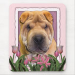 Mothers Day - Pink Tulips - Chinese Shar Pei Mousepad