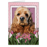 Mothers Day - Pink Tulips - Cocker Spaniel Greeting Cards