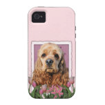 Mothers Day - Pink Tulips - Cocker Spaniel Vibe iPhone 4 Case