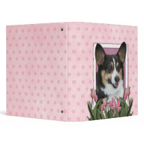 Mothers Day - Pink Tulips - Corgi 3 Ring Binder