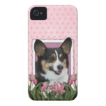Mothers Day - Pink Tulips - Corgi - Owen Case-Mate iPhone 4 Cases