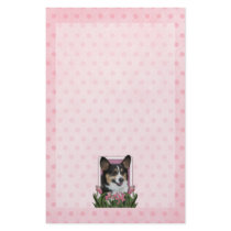 Mothers Day - Pink Tulips - Corgi - Owen Personalized Stationery
