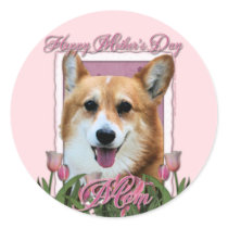 Mothers Day - Pink Tulips - Corgi - Owen Stickers