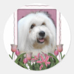 Mothers Day - Pink Tulips - Coton de Tulear Round Sticker