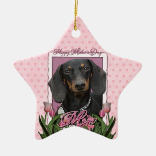 Mothers Day - Pink Tulips - Dachshund - Winston Christmas Ornament
