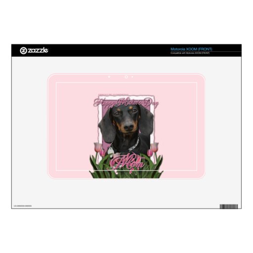 Mothers Day - Pink Tulips - Dachshund - Winston Motorola XOOM Decal