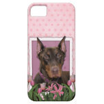 Mothers Day - Pink Tulips - Doberman - Red - Rocky iPhone 5 Cases