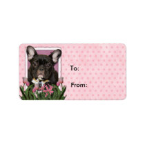 Mothers Day - Pink Tulips - French Bulldog - Teal Custom Address Label